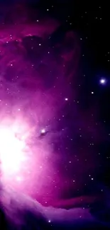 Purple nebula with stars in deep space, vivid cosmic wallpaper.