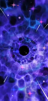 Purple cosmic vortex with stars, creating a stunning mobile wallpaper.