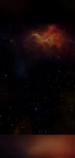 Mobile wallpaper of a red nebula in a starry sky.