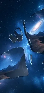 Galaxy themed abstract mobile wallpaper with cosmic reflections.