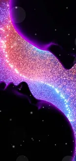 Cosmic silhouette wallpaper with vibrant colors and starry elements.