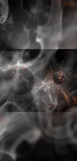 A cosmic wallpaper with planets and nebula effects, perfect for mobile screens.