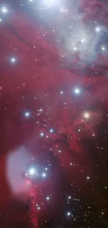 Red nebula with stars, cosmic mobile wallpaper.