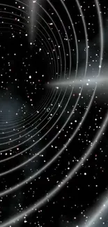 Cosmic spiral with stars and vortex on black background wallpaper.