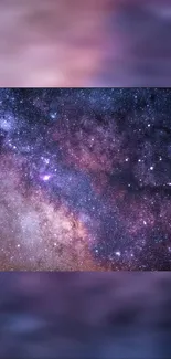 Purple starry galaxy wallpaper for mobile with cosmic night sky view.