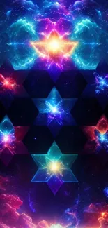 Colorful cosmic starry pattern for phone wallpaper.