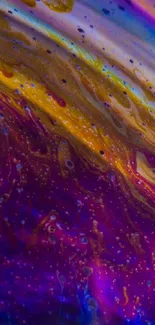 Abstract cosmic swirl wallpaper with vibrant purple and gold hues.