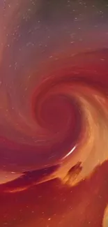 Red and orange cosmic swirl mobile wallpaper with space theme.