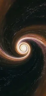 Mesmerizing cosmic swirl wallpaper with a dark and warm color palette for mobile.