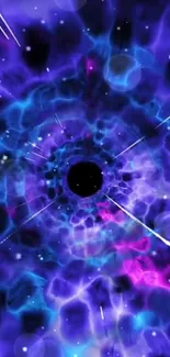 Cosmic purple and blue vortex space wallpaper for mobile.