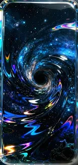 Colorful cosmic vortex in a galaxy design for mobile wallpaper.