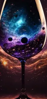 Cosmic scene inside a wine glass wallpaper