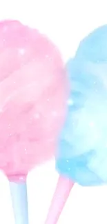 Colorful pink and blue cotton candy mobile wallpaper.