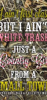 Country girl quote on rustic background wallpaper.