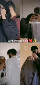 Couple taking a selfie in cozy attire, showing love.