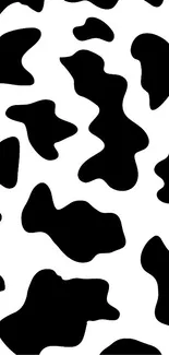 Black and white cow print mobile wallpaper with abstract patterns.