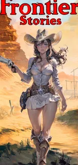 Cowgirl in Western landscape with adventurous vibe.