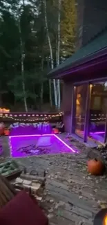 Cozy autumn-themed deck with Halloween decor.