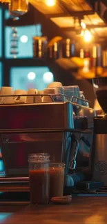 Cozy coffee shop with warm ambiance.