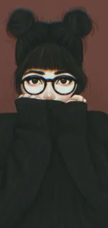 Artistic girl in glasses cozy wallpaper.