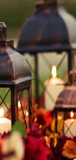 Cozy candlelit lanterns with a warm ambiance.