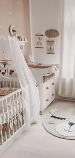 Cozy nursery room with blush tones and charming decor.