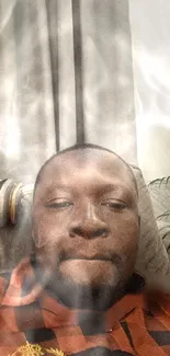 Cozy portrait wallpaper with warm, inviting tones and a relaxed ambiance.