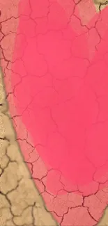 Heart on cracked earth wallpaper with a dominant pink color.