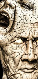 Artistic cracked face wallpaper with intricate detail.