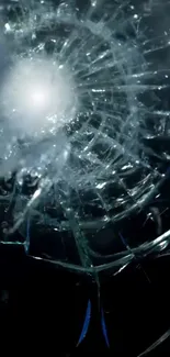 Cracked glass abstract design on dark background.