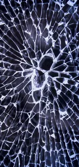 Abstract cracked glass pattern in blue for mobile wallpaper.