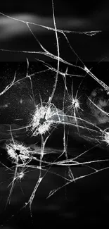 Edgy cracked glass design on a dark background wallpaper.