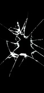 Cracked glass on a dark background wallpaper for mobile phone.