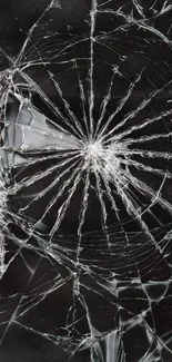 Close-up of cracked glass mobile wallpaper with an edgy design.