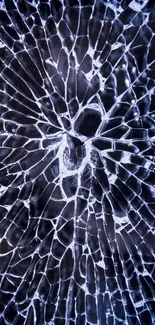 Intricate cracked ice pattern on mobile wallpaper showcasing cool blue tones.