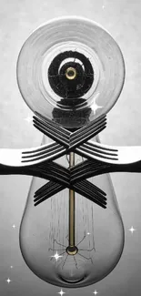 Monochrome lightbulb and fork artistic wallpaper.
