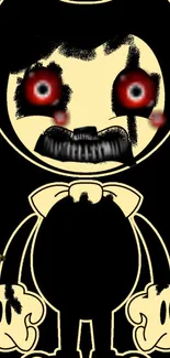 Creepy cartoon character wallpaper with a black background.