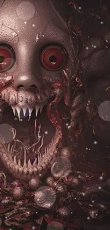 Creepy creature with red eyes, perfect for horror wallpaper fans.