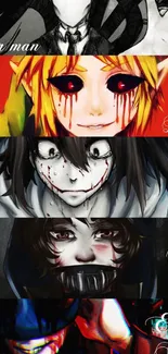 Collage of horror characters in vibrant colors.