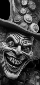 Creepy Mad Hatter artwork with intense expression.