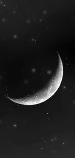 Crescent moon in a dark sky mobile wallpaper.