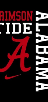 Bold Alabama Crimson Tide wallpaper in red, white, and black colors.