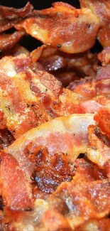 Crispy bacon pieces creating a savory mobile wallpaper background.