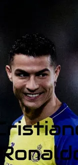 Cristiano Ronaldo smiling in yellow jersey wallpaper.