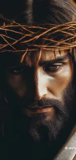 Crown of thorns portrait wallpaper with deep shadows.