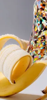 Crystallized banana peel artistic wallpaper design.