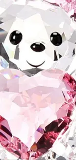 Crystal bear holding a pink heart jewelry design.