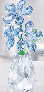 Crystal blue flowers in glass vase wallpaper.