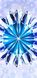 Crystal blue geometric digital art with icy pattern.