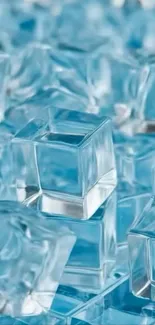 Close-up of crystal clear ice cubes.